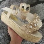 Plataformas Tejida Beige con Perlas